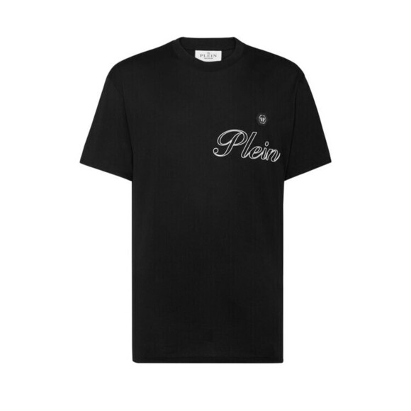 Philipp Plein Classic Black Cotton T-Shirt With Signature Logo - NWT